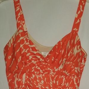 Lauren Conrad Designer Orange Tropical Style Midi Dress